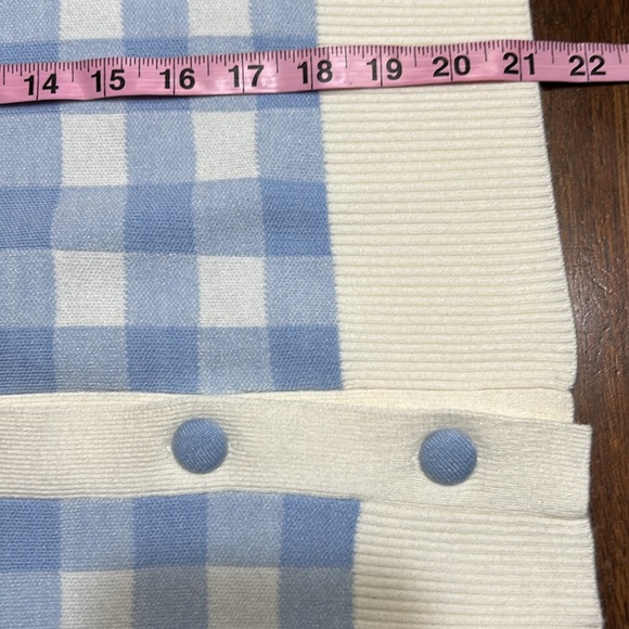 Nanette Lepore Blue Cream Plaid Button Up Cardigan Sz M NWT - Picture 11 of 12